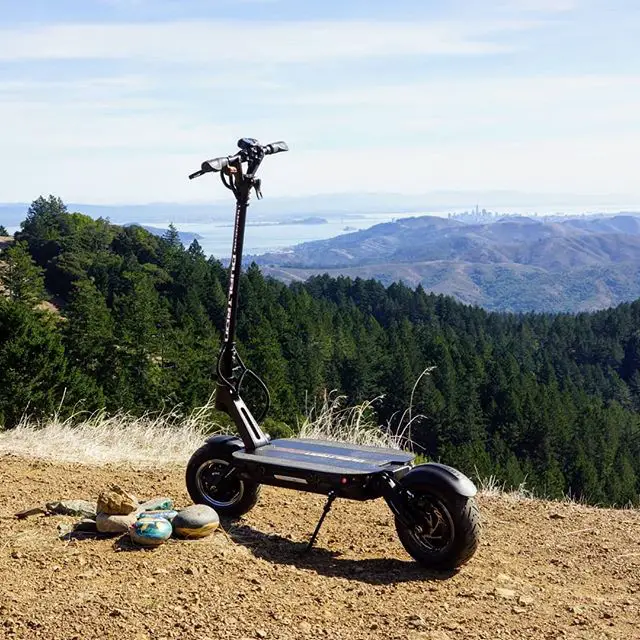 Dualtron electric scooter overlooking mountain